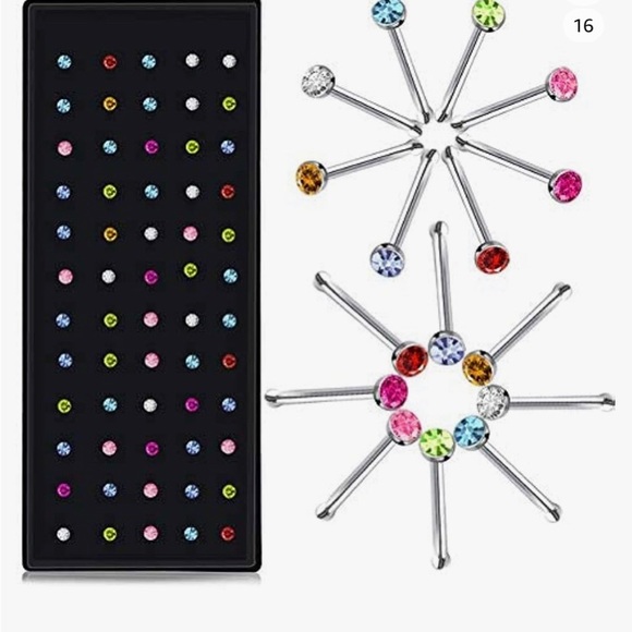 316 L surgical, steel nose, stud set of 60, new in case assorted colors - Picture 4 of 13